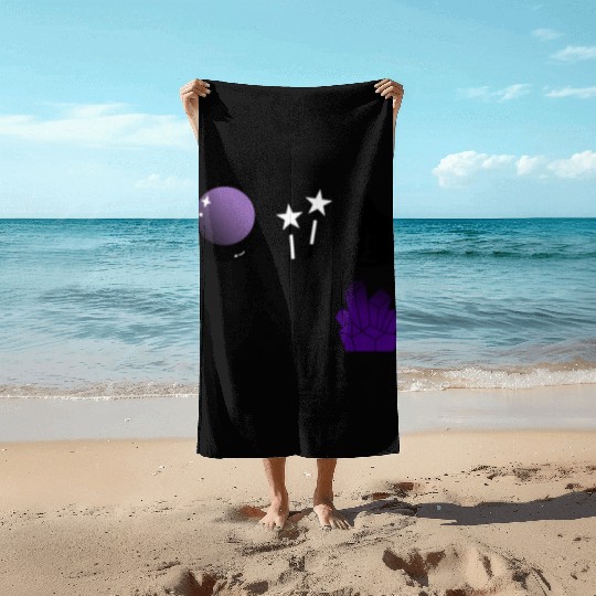 witch magic wand crystal ball tarot crystal cat Beach Towels