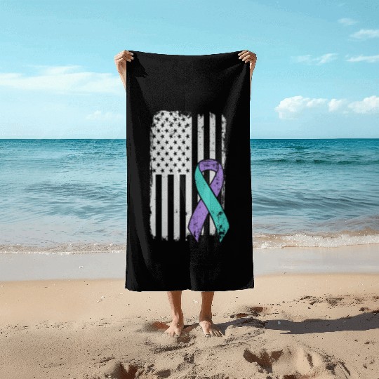 Suicide Prevention Awareness Ribbon - USA American Beach Towels