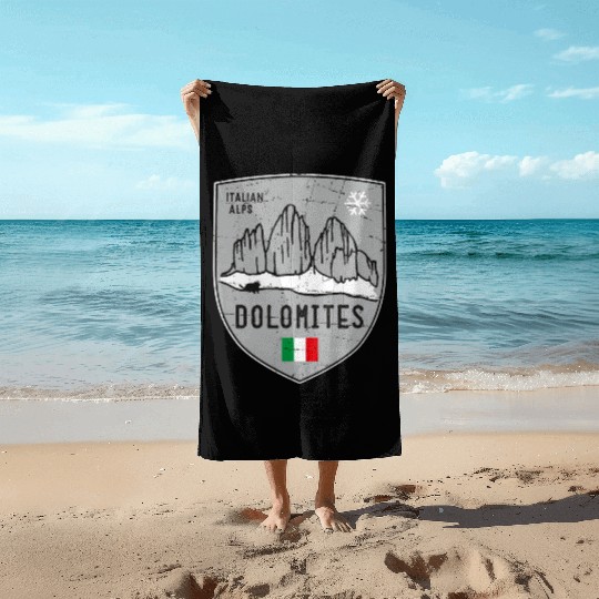 Dolomites Italy Emblem Beach Towels