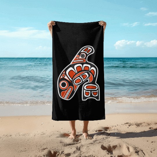 Orca Whale Indian Totem Tribal Haida Style Art Beach Towels
