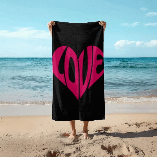 Heart, Love Heart, Typography Beach Towels
