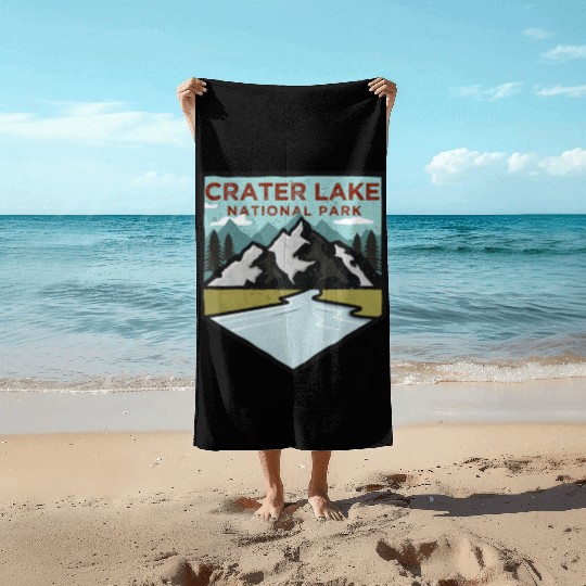 Retro Vintage Crater Lake National Park Gift Beach Towels