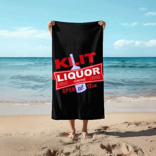 KLIT Liquor parody logo Beach Towels