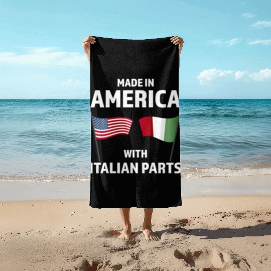 American with Italian Parts Italian ancestry flag Beach Towels