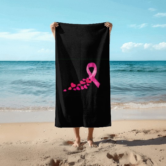 Pink Ribbon Breast Cancer Awareness Love Beach Towels