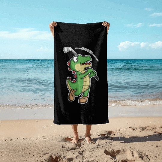 Tyrannosaurus-Rex Crocodile plays Golf Beach Towels