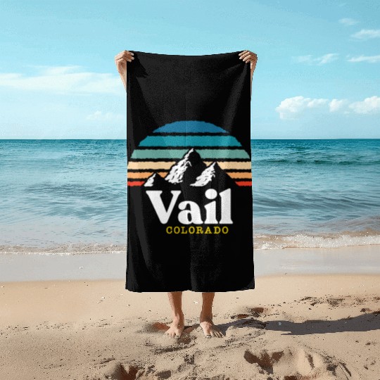Vail Colorado Usa Ski Resort 1980S Retro Gift Beach Towels