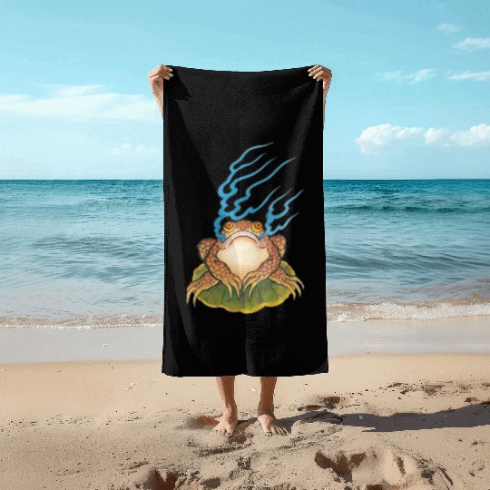 Traditional Japanese Irezumi Magical Frog Beach Towels