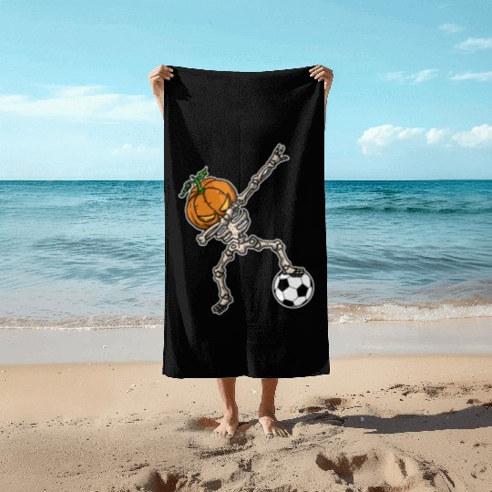 Funny Dabbing Pumpkin Head Soccer Gift Idea Beach Towels
