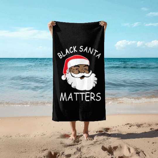 African American Black Santa Matters Christmas Beach Towels