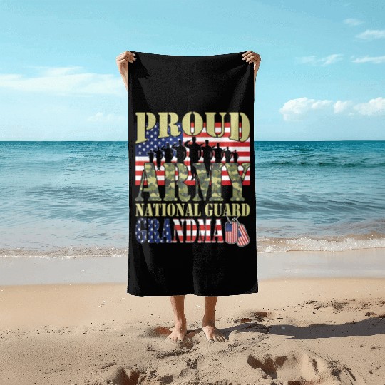 Proud Army National Guard Grandma Beach Towels