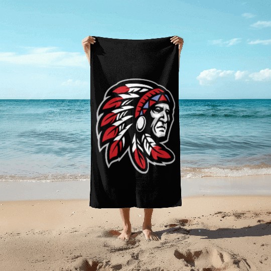 Native American Indian Headdress Beach Towels