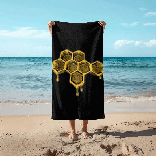 Bee and Honey Nature Lover - Honeycomb Beekeeper Beach Towels