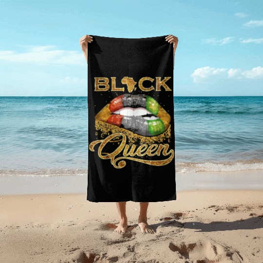 Black queen lips Beach Towels
