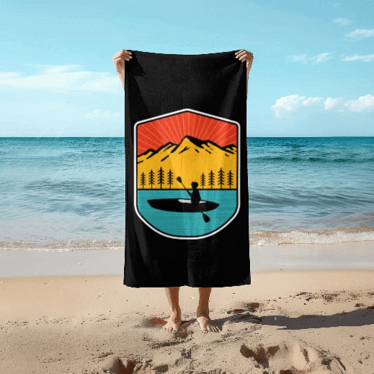 Retro Kayaking Boating Paddling In Lake Tahoe Beach Towels