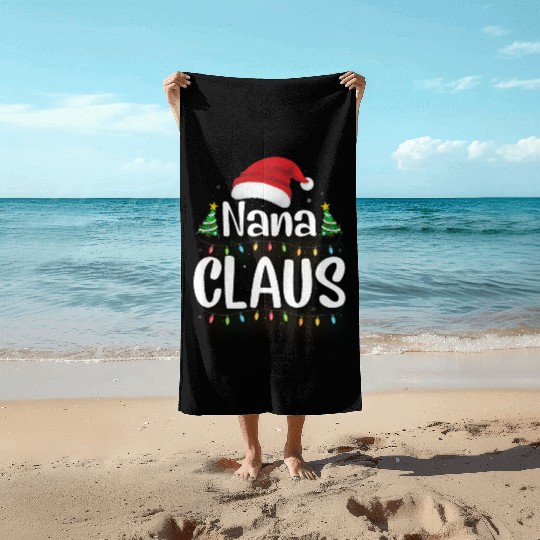Funny Santa Nana Claus Christmas Family Matching Beach Towels