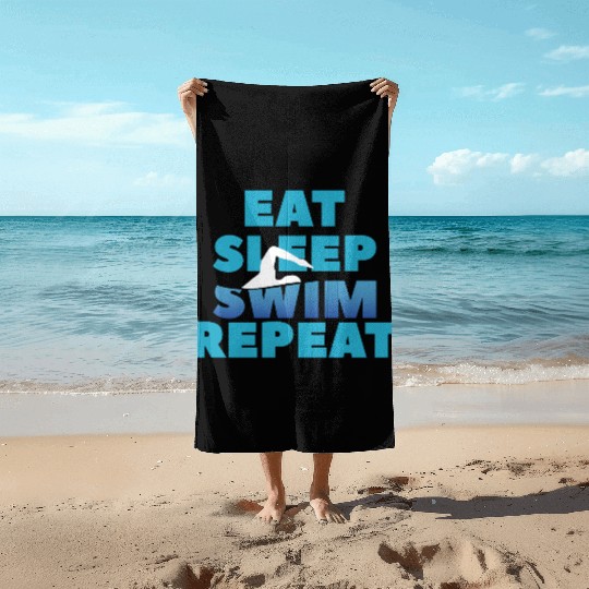 Eat Sleep Swim Repeat, Funny Swimmer Gift Beach Towels