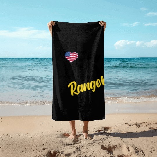 Proud US Army Ranger American Military Family Flag Beach Towels