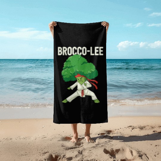 Brocco Lee Broccoli Karate Vegan Vegetarian MMA Beach Towels