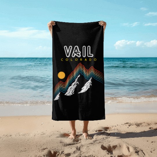 Vail Colorado Usa Ski Resort 1980S Retro Beach Towels