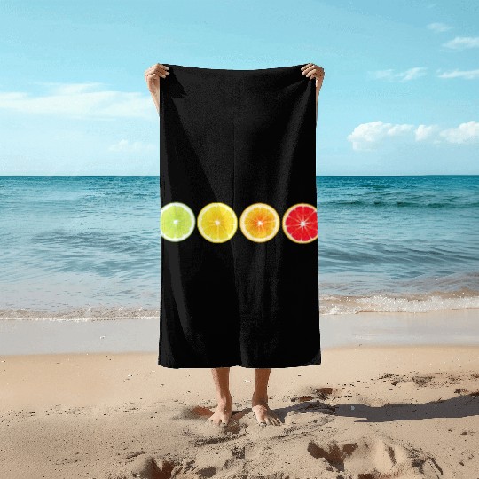 Lime Lemon Orange Vitamin Citrus Wheels of a Beach Towels