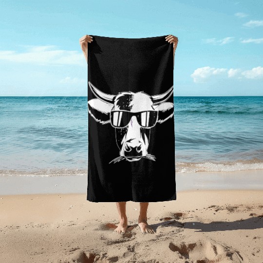 Cool winter cow dairy cow farmer farm Beach Towels