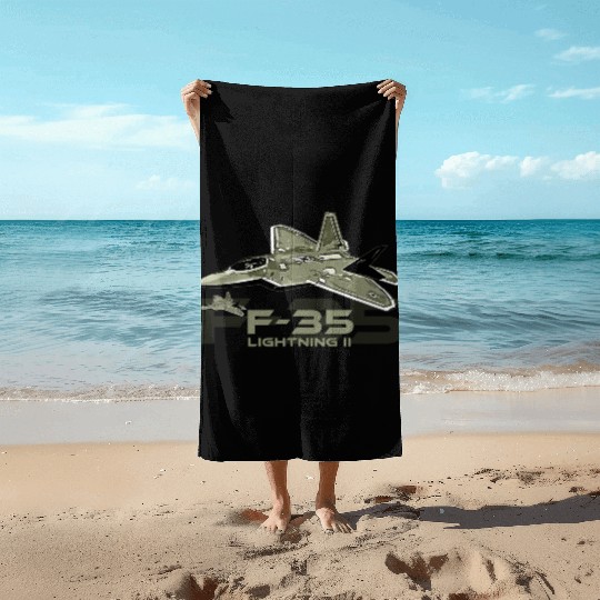 F-35 Lightning fighter jet Beach Towels