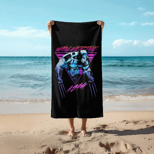 M-a-r-v-e-l W-o-l-verine Neon Retro Logan Graphic Beach Towels