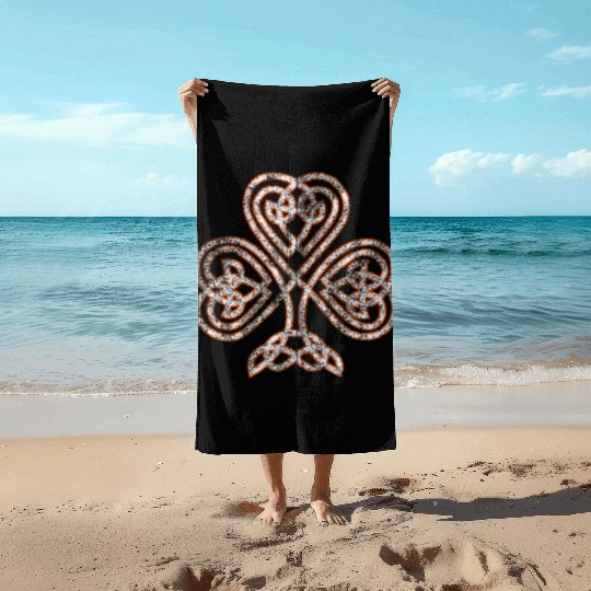 Celtic Knot Trinity Shamrock Irish Heritage Irelan Beach Towels