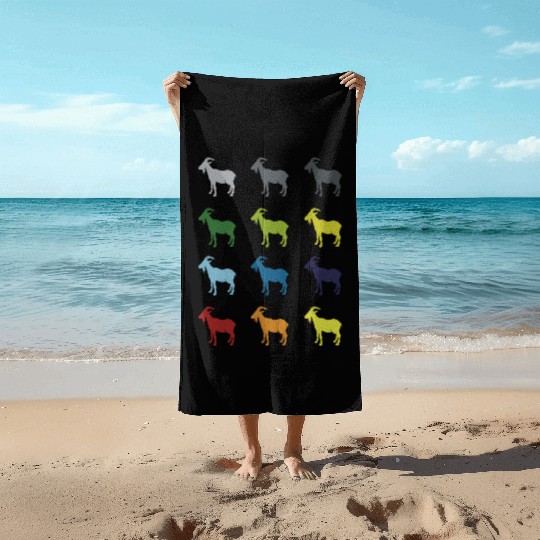 Neon Pop Art Retro Goat Animal Gift Idea Beach Towels