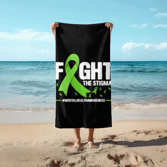 Fight The Stigma Mental Health Awareness Beach Towels