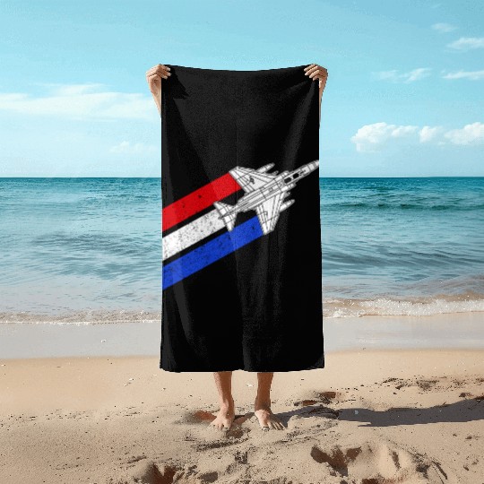 F-4 Phantom Vintage USA Contrails Red White Blue Beach Towels