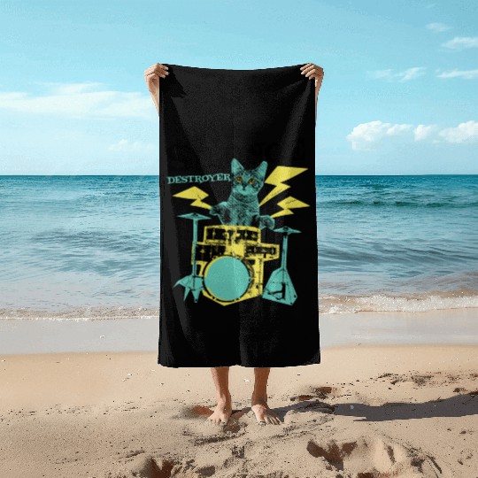 Drummer gift funny drummer outfit Beach Towels