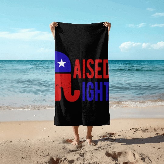 Raised Right Proud Republican Elephant Logo Usa Beach Towels