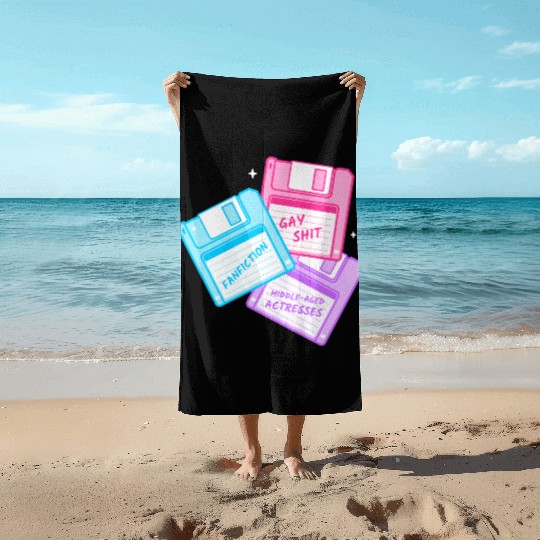 Queer floppy disks about gay shit and fanfiction Beach Towels