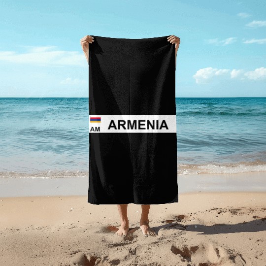Realistic Armenia License Plate Sticker Beach Towels