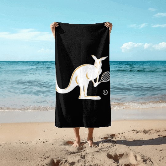 Australia Kangaroo Tennis Player Funny Gift Idea Beach Towels