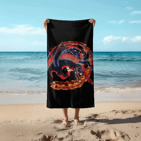 Phoenix that glares in all directions by Hokusai Beach Towels