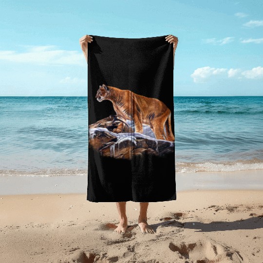 Mountain Lion Cougar Beach Towels