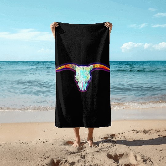 Cow skull Beach Towels