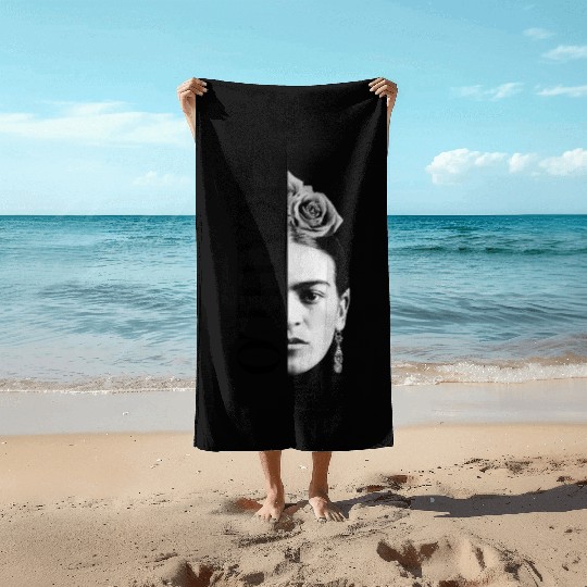 Frida Kahlo Split Portrait Gift Beach Towels