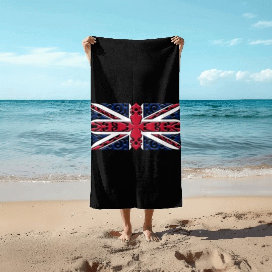 Union Jack British Flag Ornamental Style Beach Towels
