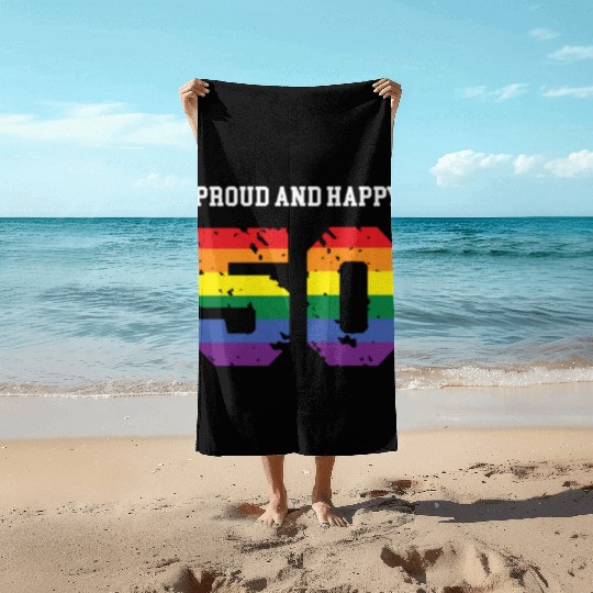 50th Birthday 50 BDay Birthdaygift LGBTQ Gays Gift Beach Towels