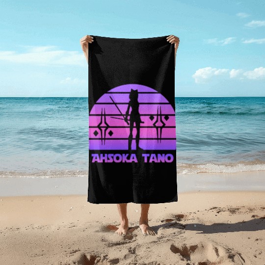 Ahsoka tano - Synthwave Beach Towels