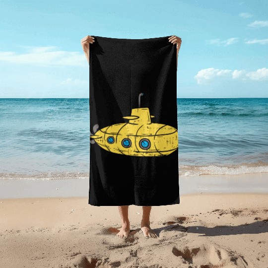 Us Navy Yellow Cartoon Submarine Cute Submariner B Beach Towels