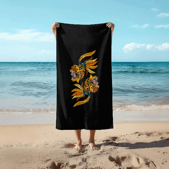 Aztec Warior Jaguar Maya Inca Culture Beach Towels