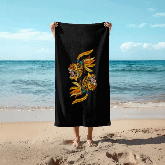 Aztec Warior Jaguar Maya Inca Culture Beach Towels