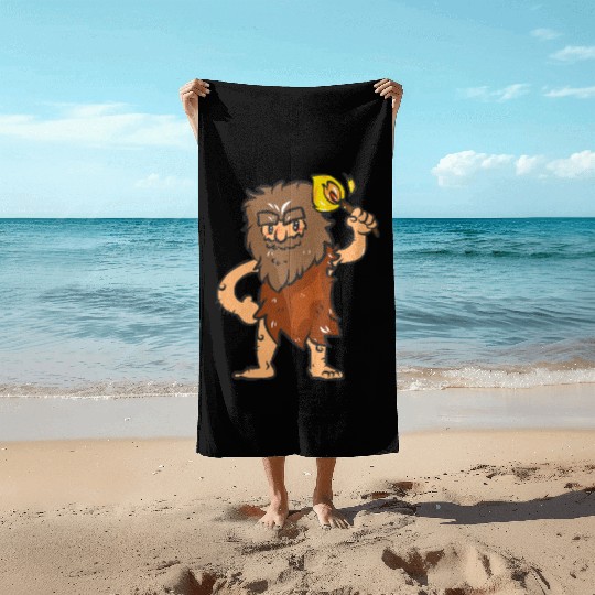 Caveman with Torch Beach Towels