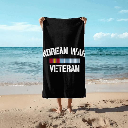 Korean War Veteran Pride Korea Service Ribbon birt Beach Towels