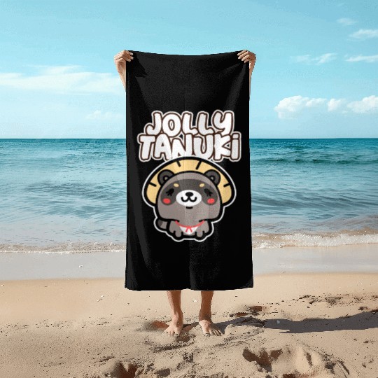 Jolly Tanuki Raccoon Beach Towels